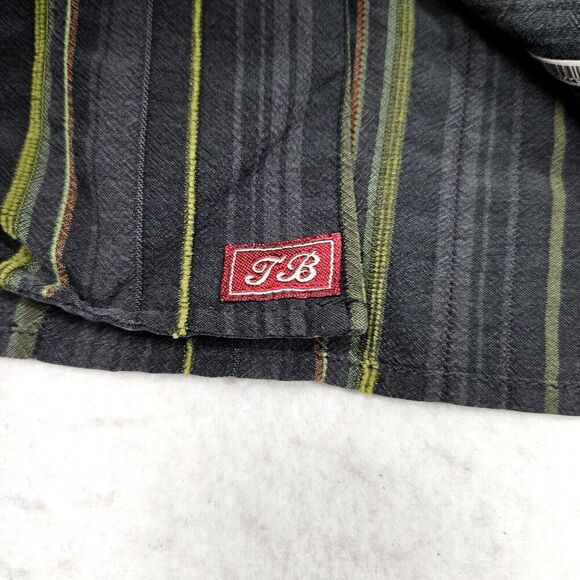 Tommy Bahama Dress Shirt XXL Blue Green Vertical Stripes Double Extra Large Silk - Picture 2 of 8